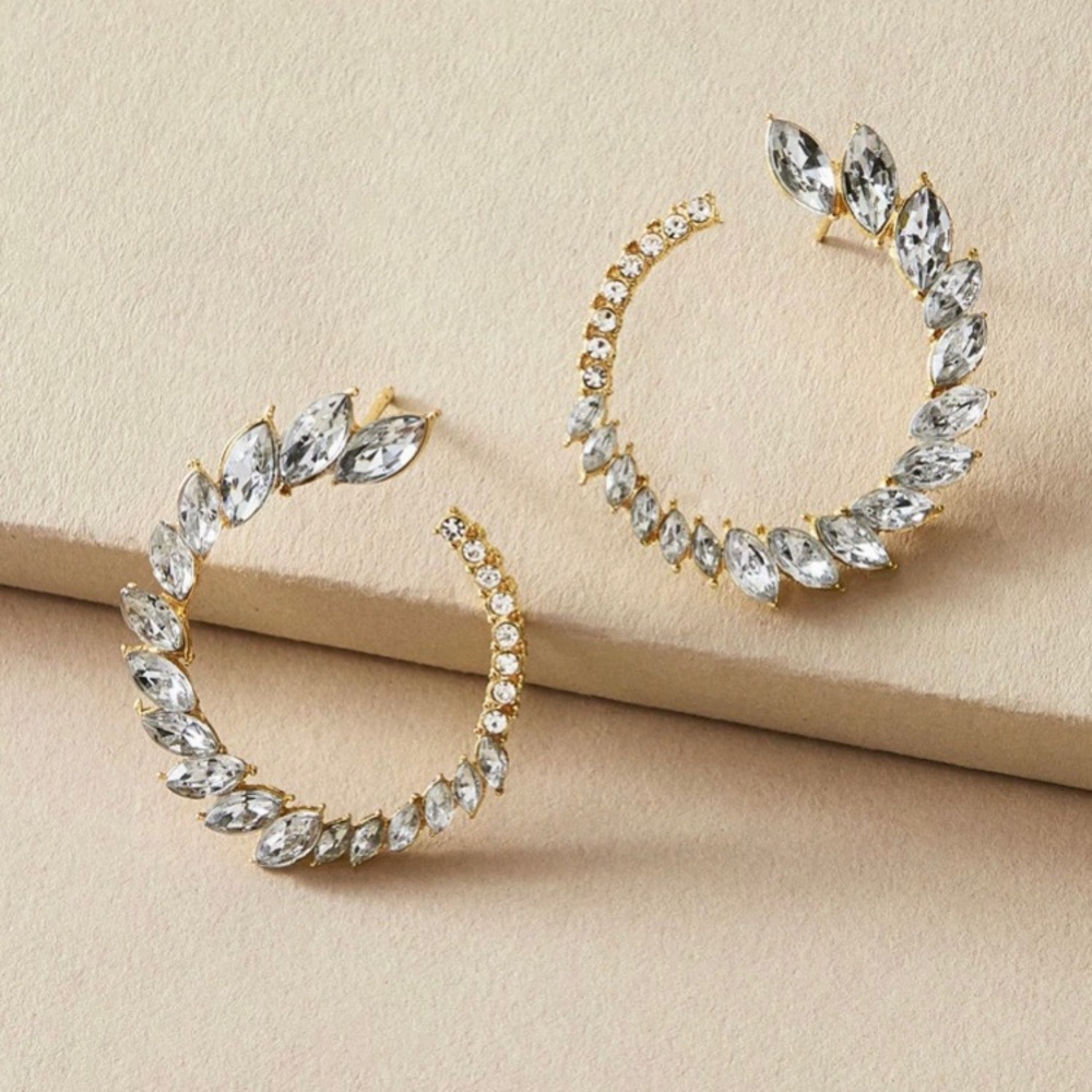 Rhinestone Hoop Stud Earrings